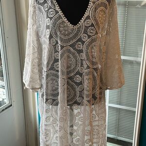 Elegant White Lace Swim Coverup